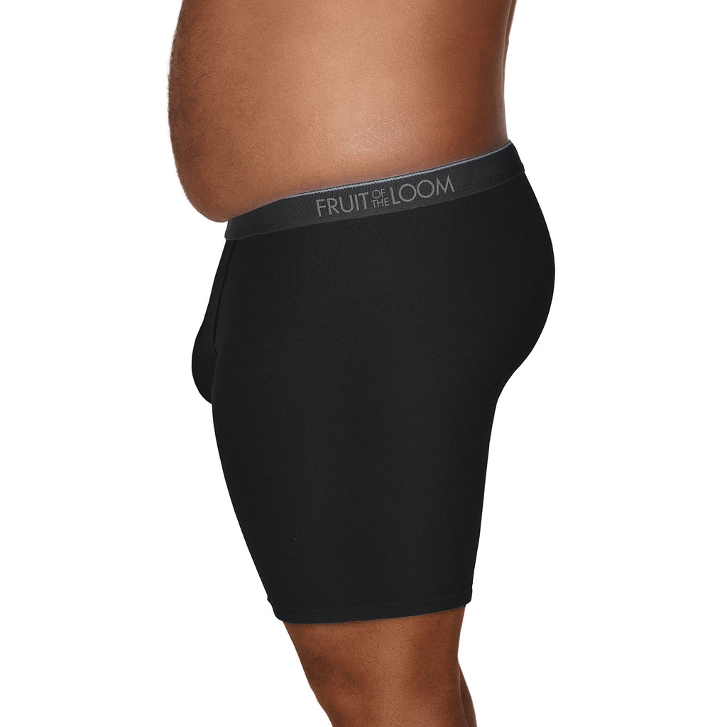 Fruit of the Loom Men's Premium Tag-Free Cotton Underwear (Regular, Big Man-3 Pack-Black/Gray, 3X-Large