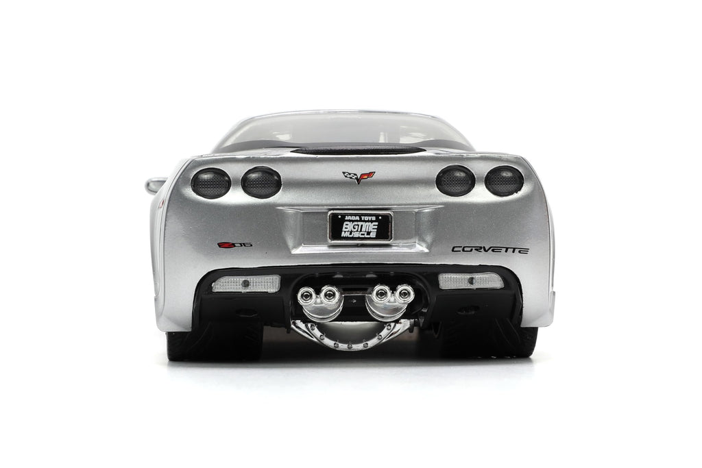 Jada Toys Bigtime Muscle 1:24 2006 Chevy Corvette Z06 Die-cast Car – Opening Doors, Hood, Trunk, Rubber Tires(Candy Silver)