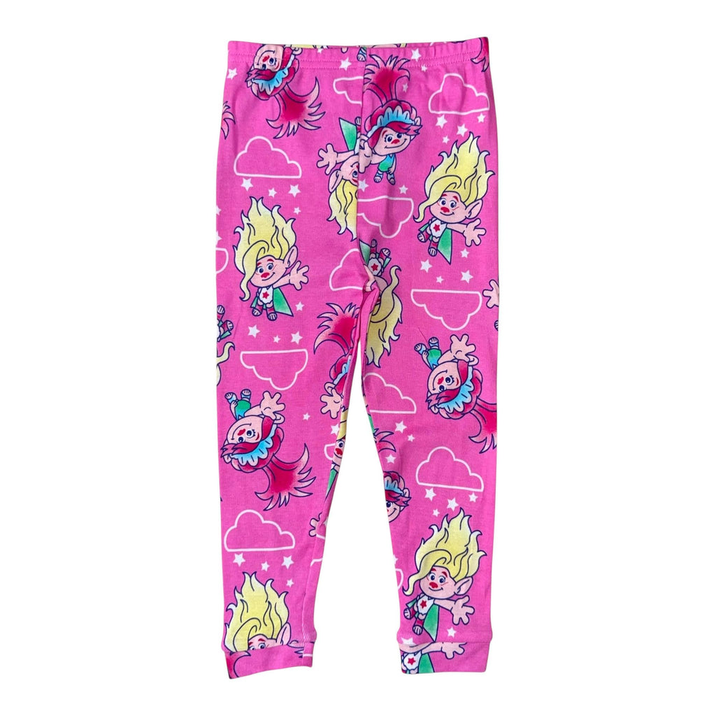 DreamWorks Trolls Girls' 4-Piece Pajama Set – Short Sleeve Tops, Shorts, and Pants – Character Sleepwear, Blue/Pink, 4T
