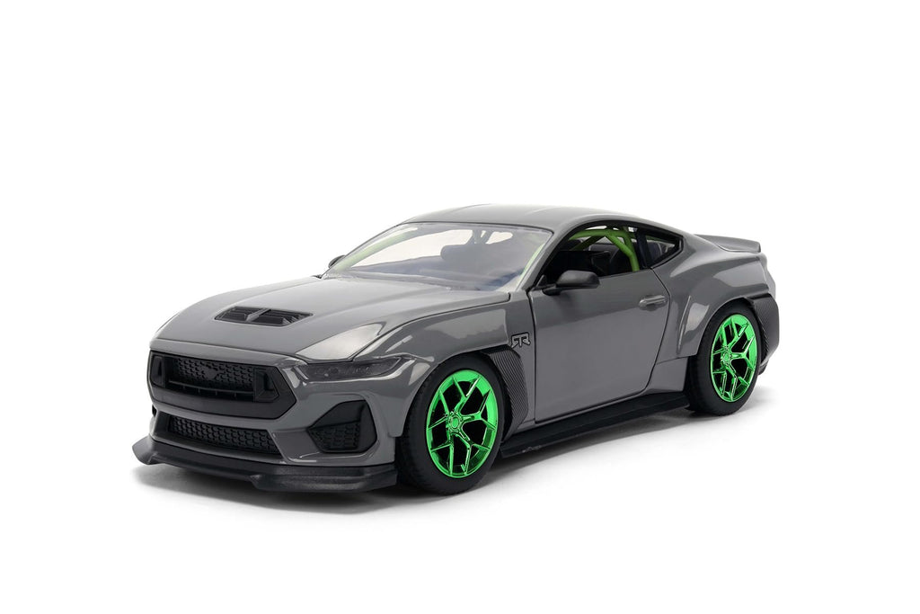 Jada Toys Bigtime Muscle 1:24 2024 Ford Mustang RTR Spec 5-D - Opening Doors, Hood, Trunk, Rubber Tires, (Glossy Gray)