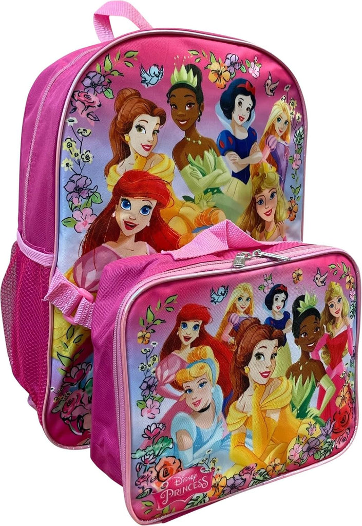 Kid's Licensed 16 Inch Backpack With Removable Lunch Box Set (Minnie Mouse Pink)