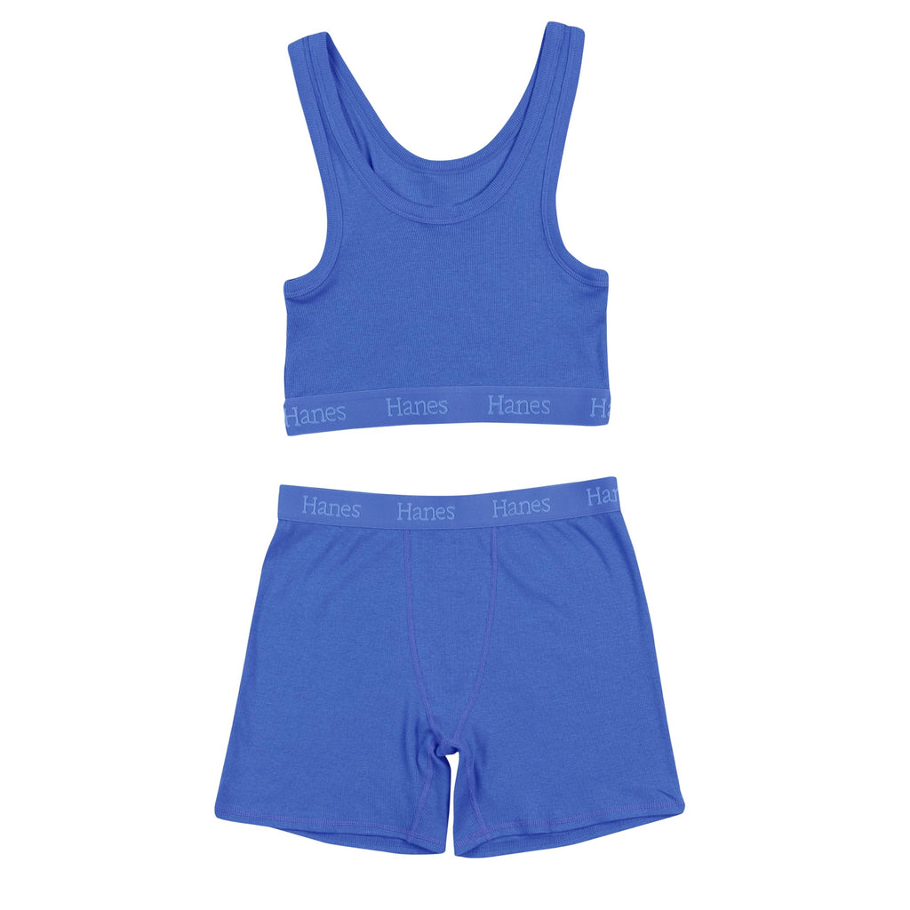 Hanes womens Originals 2-piece Lounge Set, Comfywear Supersoft Crop Top & Boxer Shorts Loungewear Set