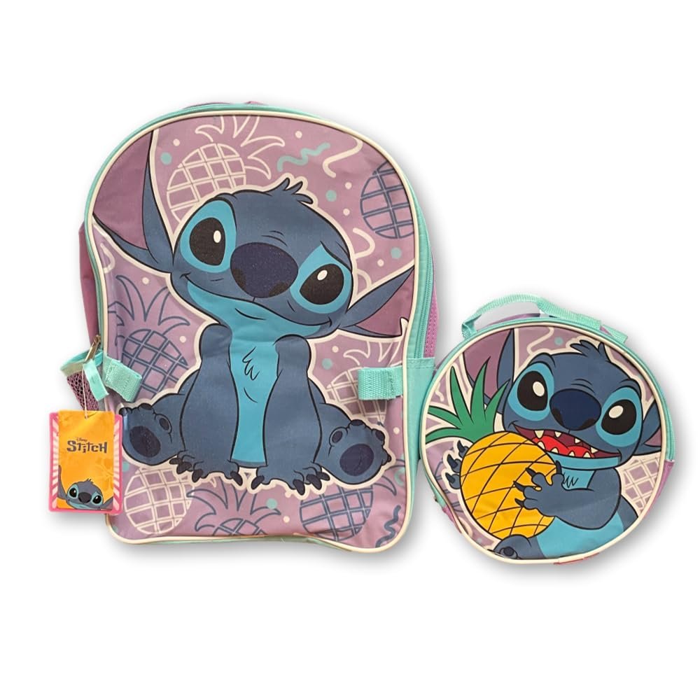 Fast Forward Stitch Backpack and Lunchbox Bookbag Back to School Officially Licensed Disney - 2pc Set