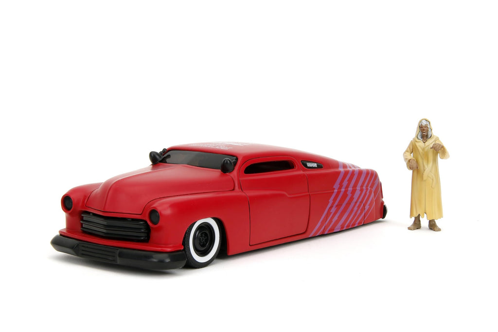 Jada 1951 Mercury Matt Red with Purple Stripes and Creep Diecast Figure Creepshow (1982) Movie Hollywood Rides Series 1/24 Diecast Model Car