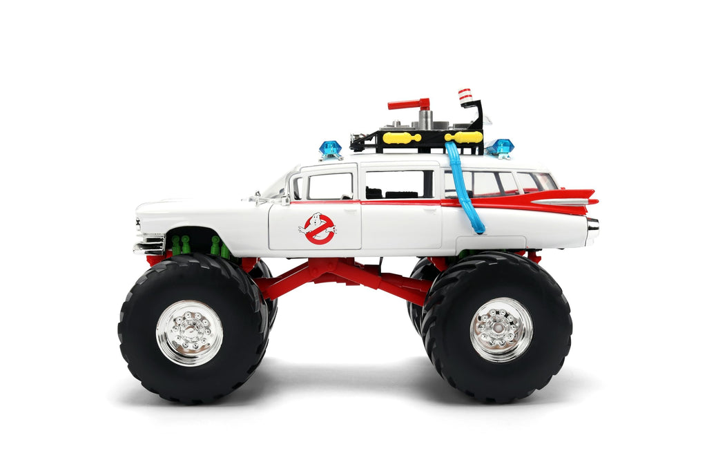 Jada Ghostbusters Ecto-1 Monster Truck Toys - Hollywood Rides Die-cast Vehicle, Opening Doors, 1:24 Scale, Ages 8+