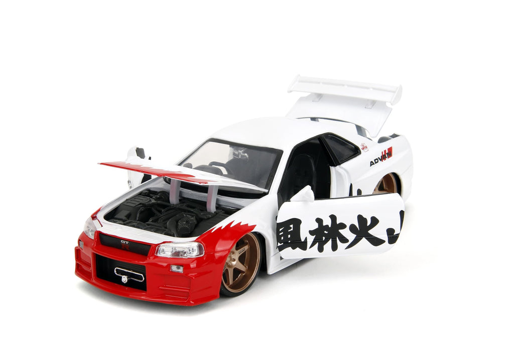 Jada Street Fighter 2002 Nissan Skyline GTR with Ryu Figure – 1:24 Scale Die-Cast, Opening Doors, Hood, Trunk, Rubber Tires – Collectible for Adults and Kids – Capcom Licensed