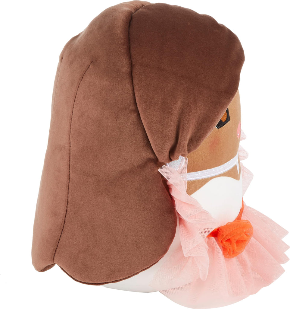 Barbie Cuutopia Plush, 10-inch Soft Pillow Doll Inspired by Iconic ‘80s Peach Gown with Tactile Ruffle Sleeves & Long Hair, Collectible Toy