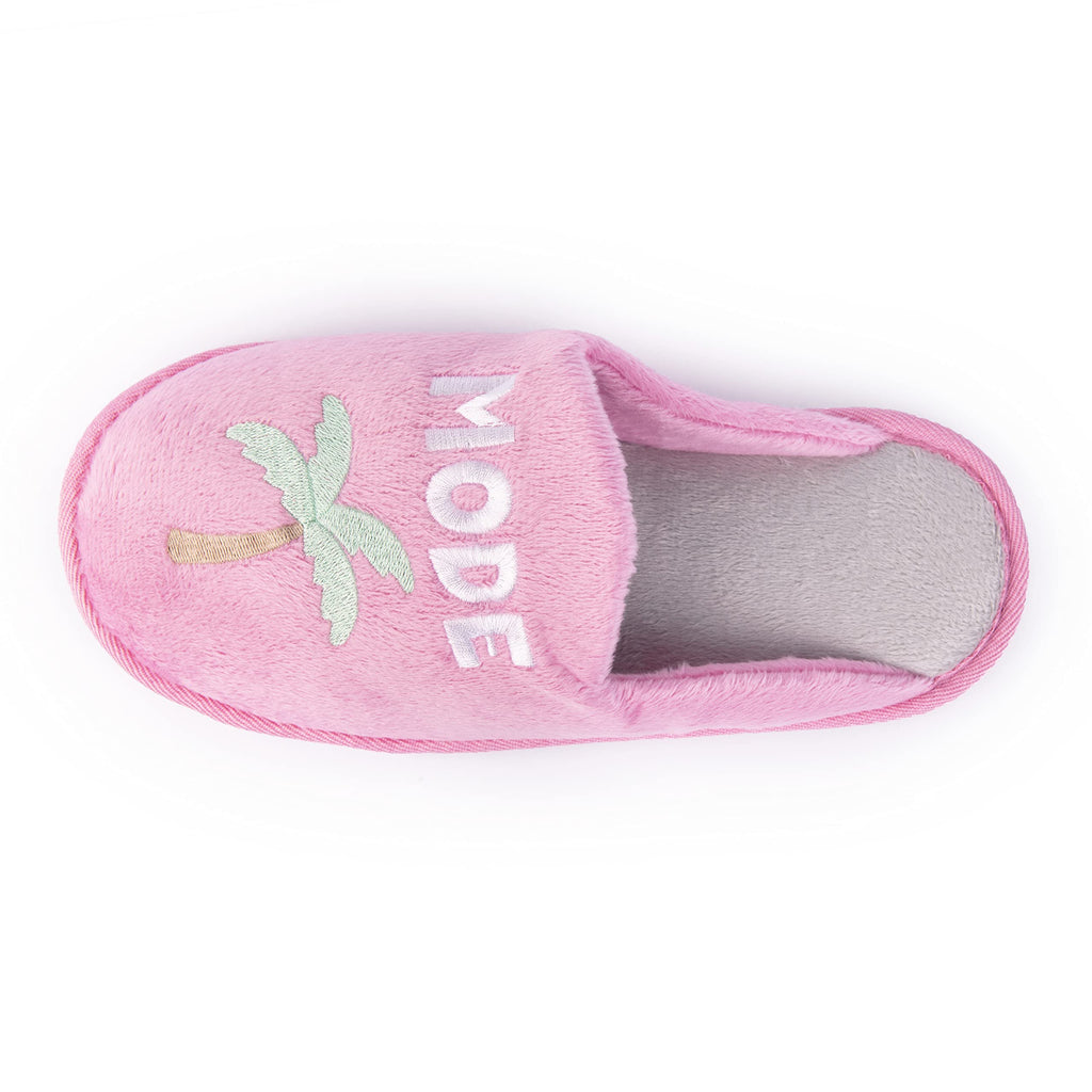 Handcraft Staycation NYC Ladies Funny Quote Scuff Slipper, Plush Non Slip House Slippers for Women, Comfy Soft Sole Bedroom Shoes