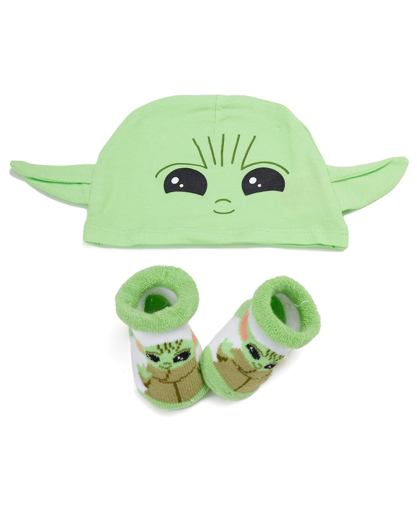 STAR WARS Baby Boys The Mandalorian Cap and Bootie Set - Baby Yoda Baby Gift Set with Hat and Socks