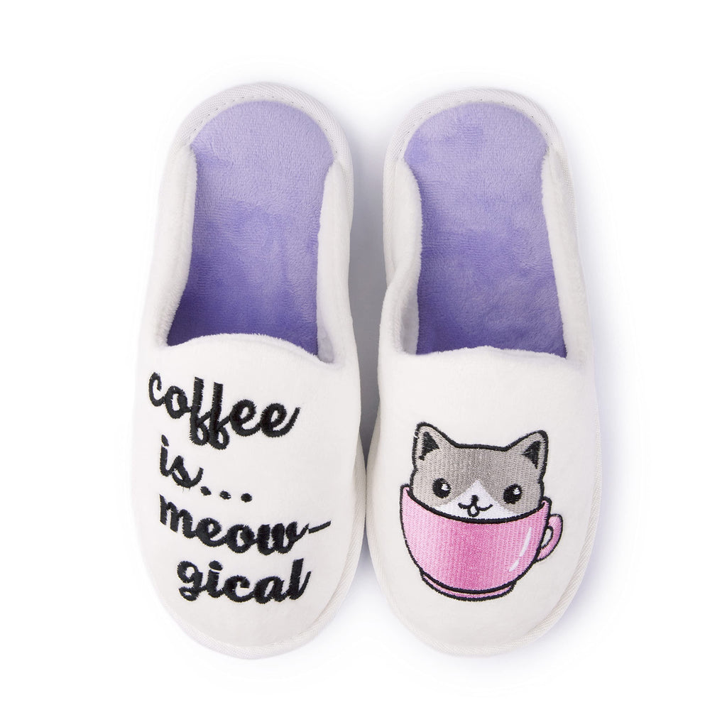Handcraft Staycation NYC Ladies Funny Quote Scuff Slipper, Plush Non Slip House Slippers for Women, Comfy Soft Sole Bedroom Shoes