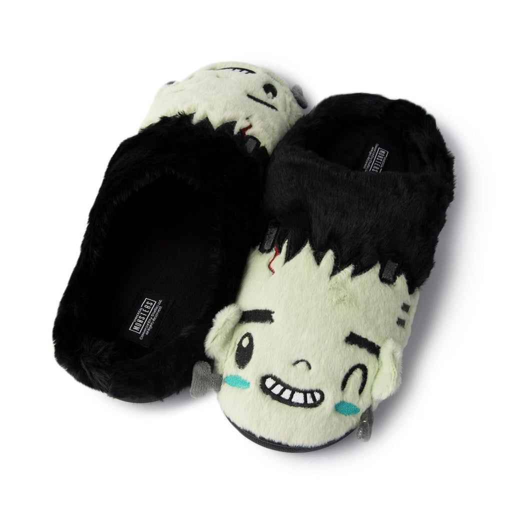 Handcraft Universal Monsters Men's Plush Clog Slippers with 3D Monster Face, Black, Small
