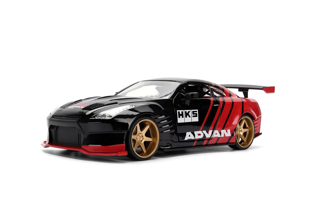 Jada 2009 Nissan GT-R Ben Sopra HSK Advan, Black/Red Toys 37022-1/24 Scale Diecast Model Car