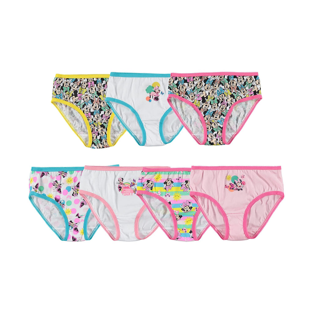 Disney Girls' Toddler Minnie Mouse Underwear Multipacks with Assorted Sizes 2/3T, 4T, 4, 6, 8 and 10, 7-Pack 100% Combed Cotton with Classic Print, 18M