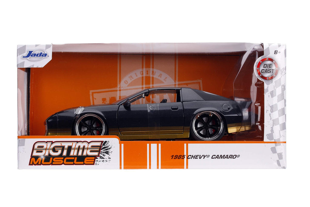 Jada Toys Big TIME Muscle 1985 Chevy Camaro 1:24 Scale DIECAST CAR Black with Gold Trim (31457)