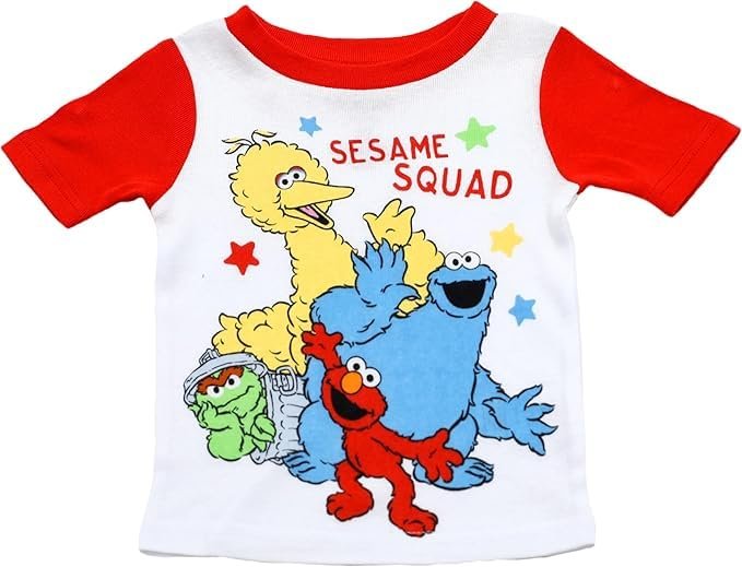Centric Brands Sesame Street 4-Piece Pajama Set with Elmo, Cookie Monster, Oscar & Big Bird – Baby Sizes 12M–24M