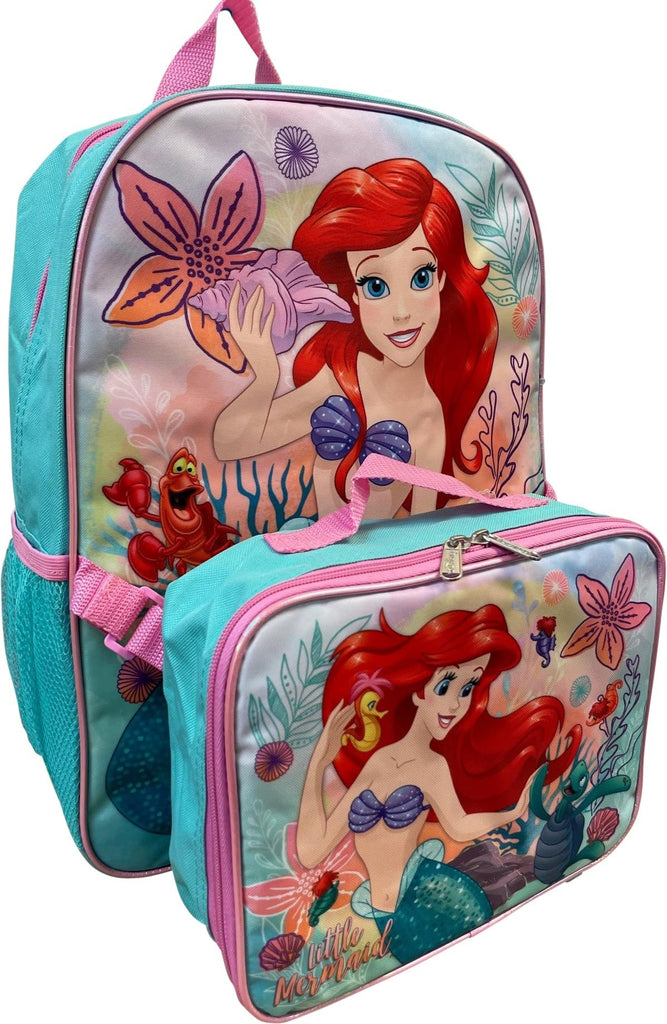 Kid's Licensed 16 Inch Backpack With Removable Lunch Box Set (Minnie Mouse Pink)