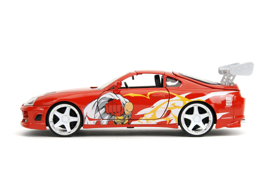 Jada One Punch Man with 1995 Toyota Supra Die-Cast Car – 1:24 Scale Anime Inspired Vehicle, Highly Detailed Model with Saitama Figure, for Ages 8+