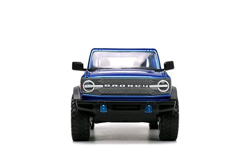 Just Trucks 1:24 2021 Ford Bronco Die-Cast Car & Tire Rack, Toys for Kids and Adults(Candy Blue)