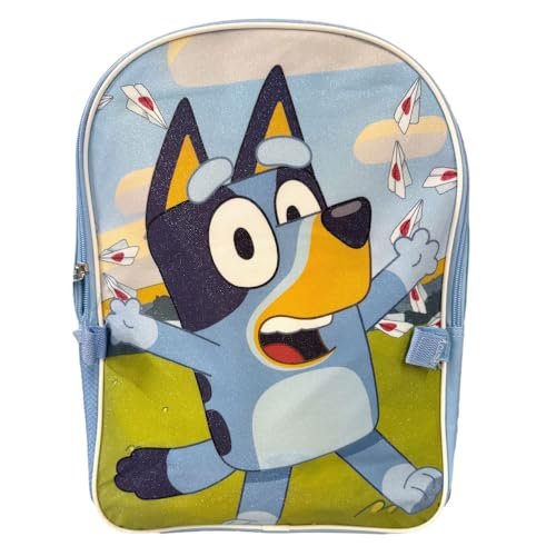 Fast Forward Bluey Backpack Personalized Bookbag and Snack Tote for Back to School with Water Bottle Rubber Dangle and Carabiner - 5pc Set