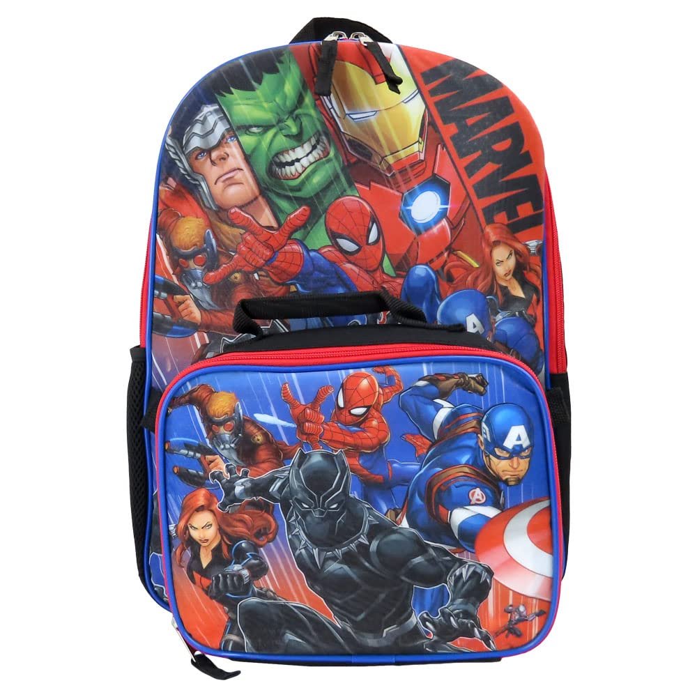 Bioworld Avengers 16 Inches Large Backpack with Lunch Bag Set
