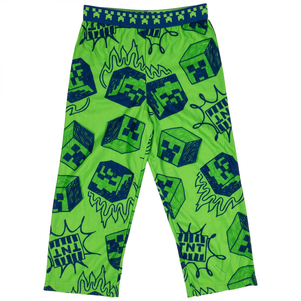 Minecraft TNT and Mobs Boy's Sleep Pants (Size 4-5) Green
