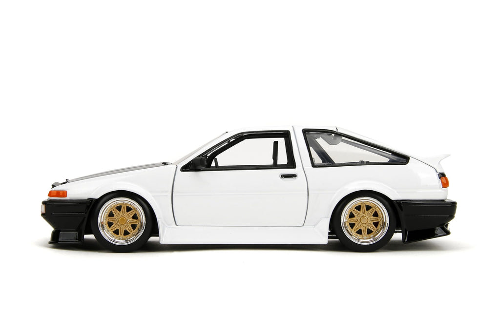 Jada Toys JDM Tuners 1:24 Scale Die-Cast 1986(AE86) Toyota Trueno, Opening Doors, Detailed Interior, Rubber Tires, Collectible for Ages 8+(White)
