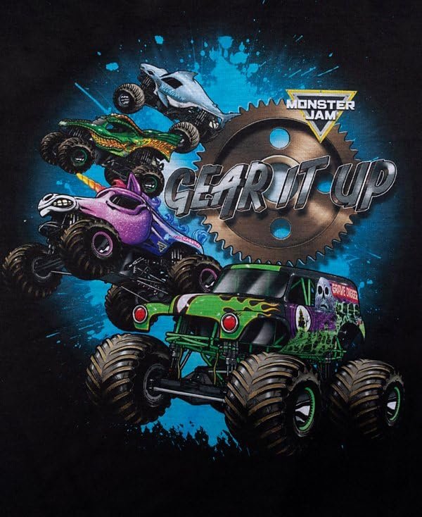 Centric Brands Monster Jam Boys 2-Piece Pajama Set, Viscose Spandex, Crew Neck Short Sleeve Shirt & Pants, Trucks, Sizes 6-12