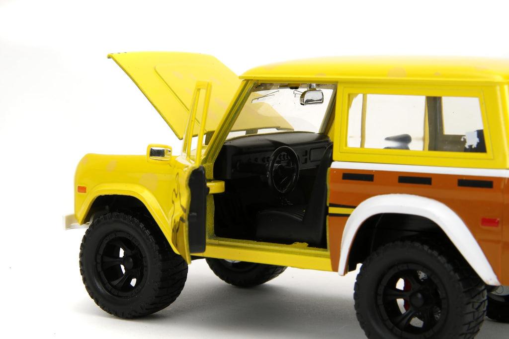 Jada Toys – Hollywood Rides 1:24 Scale Die-Cast 1972 Ford Bronco with Spongebob Figure – Opening Doors, Hood, Trunk, Rubber Tires – Collectible for Adults and Kids