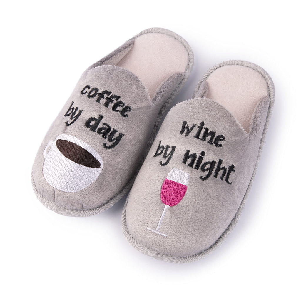 Handcraft Staycation NYC Ladies Funny Quote Scuff Slipper, Plush Non Slip House Slippers for Women, Comfy Soft Sole Bedroom Shoes