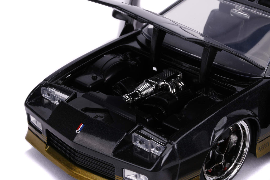 Jada Toys Big TIME Muscle 1985 Chevy Camaro 1:24 Scale DIECAST CAR Black with Gold Trim (31457)