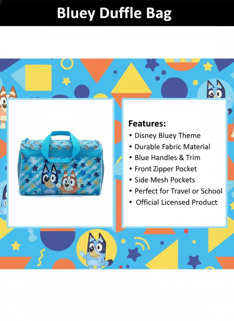 Disney Kids Duffle Bag 16.5" – Travel & Sports Bag with Zipper Pocket, Mesh Side Pockets & Shoulder Strap