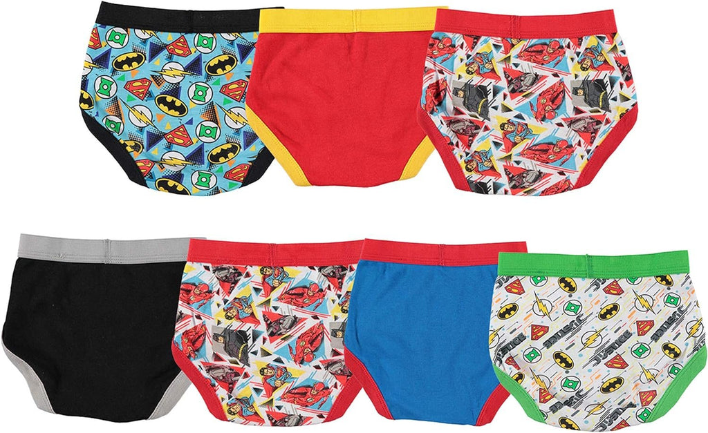 DC Comics Boys' 100% Cotton Briefs with Prints Including Superman, Batman, The Flash Logos, Sizes 2/3t, 4t, 4, 6, 8