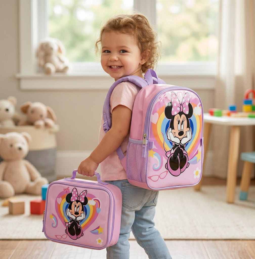 Fast Forward Minnie Mouse 16" Backpacks With Lunch Bag - Licensed Characters Kids Schoolbag