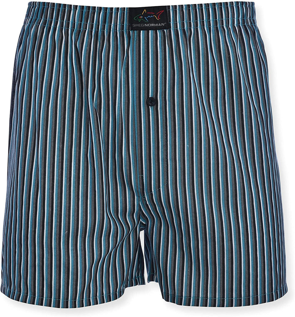 Greg Norman Mens Woven Boxers - Button Fly Lightweight Classic Fit Brethability Golf Legend
