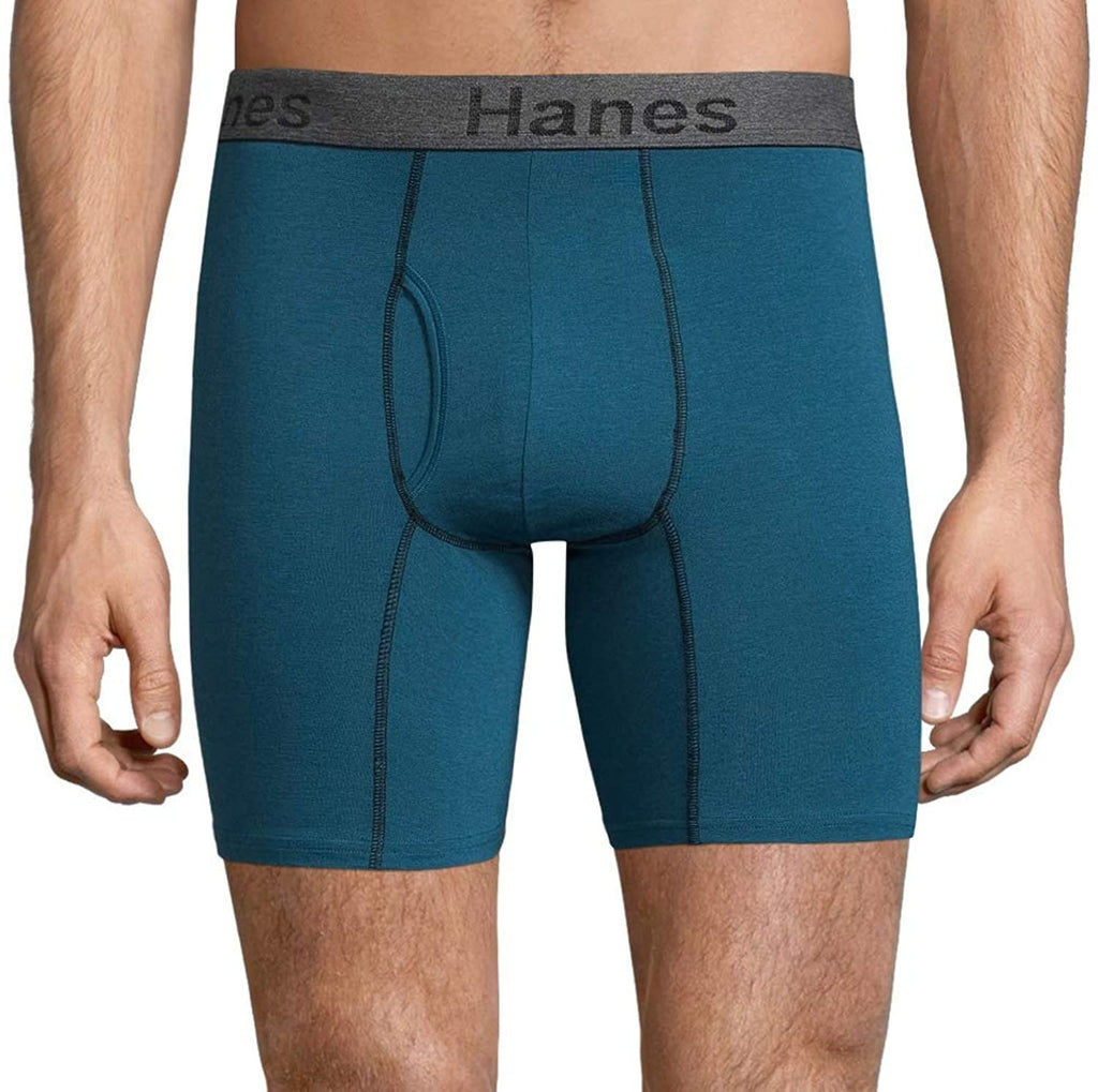 Premium- 6 Pack Cotton Modal Blend Hanes Men's Tagless Sports-Inspired Boxer Brief