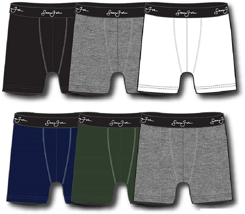 Sean John Mens Athletic Underwear - 6-Pack Stretch Athletic Boxer Briefs Training Breathable Athletic Fit No Fly