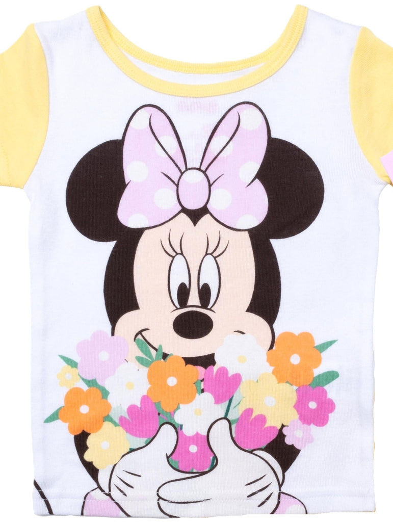 Disney Toddler/Little/Big Girls' Princess Pajama Set 4-Piece Cotton Sleepwear, Pink Princess, 3T