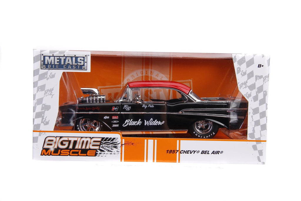 Jada Toys Big Time Muscle 1:24 1957 Chevy Bel Air Die-Cast Car (Black/Red)