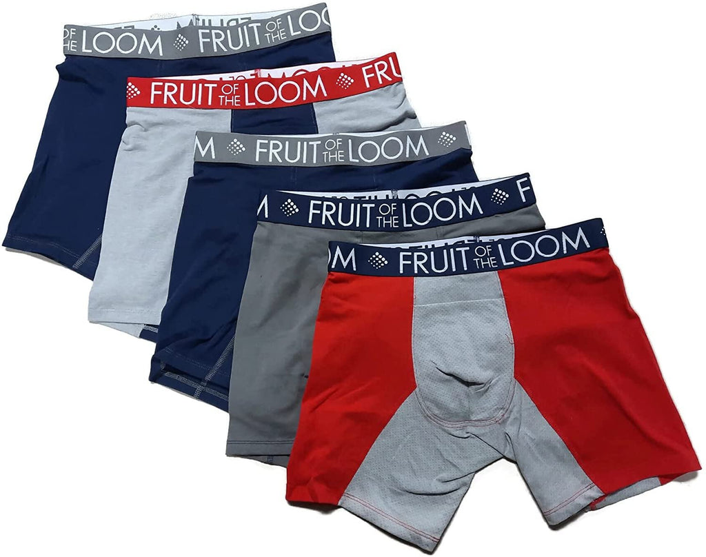 Fruit of the Loom Men's Boxer Briefs 5-Pack Signature/Regular Long Leg/Regular Leg S-2X