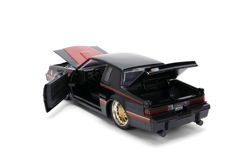 Jada Toys Bigtime Muscle 1:24 1987 Buick Grand National Die-cast Car – Opening Doors, Hood, Trunk, Rubber Tires(Glossy Black)