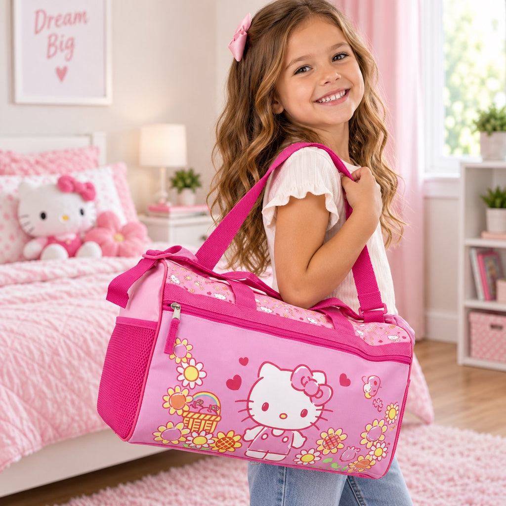 Disney Kids Duffle Bag 16.5" – Travel & Sports Bag with Zipper Pocket, Mesh Side Pockets & Shoulder Strap