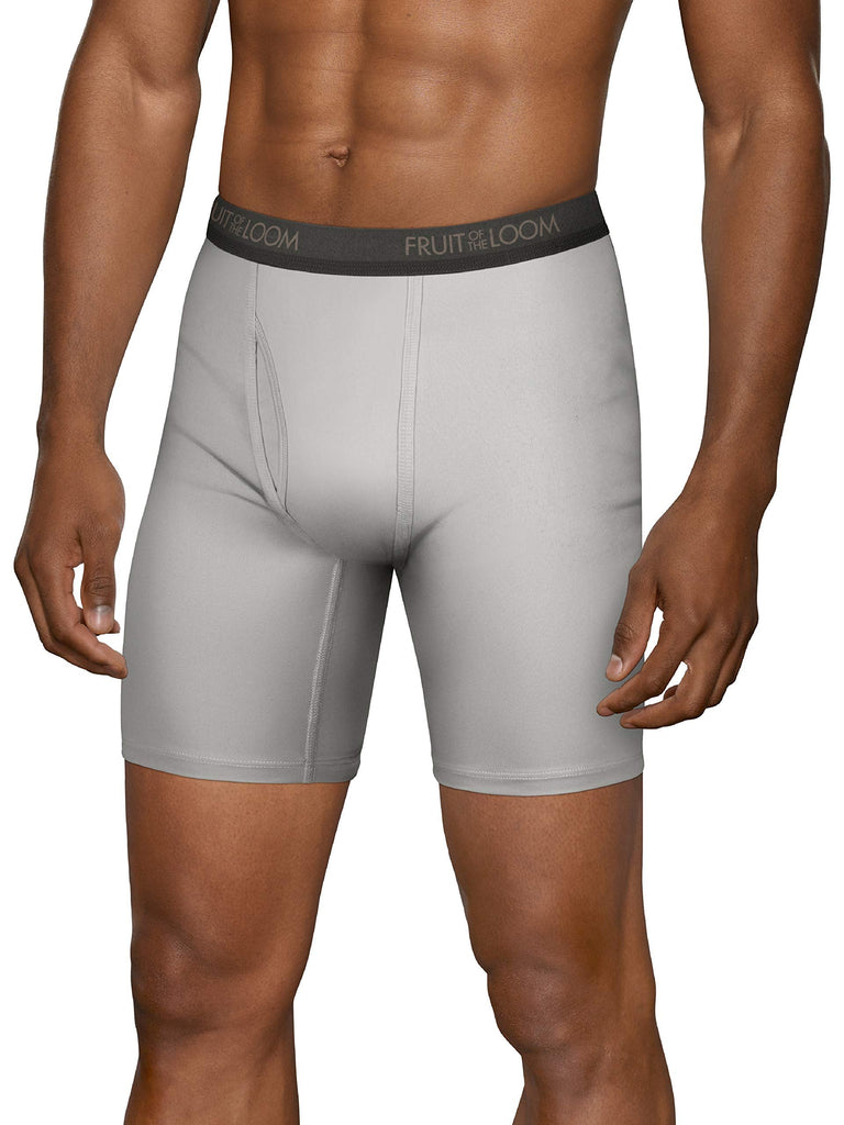 Fruit of the Loom Men's Micro-Stretch Boxer Briefs, Black Long Leg, Large