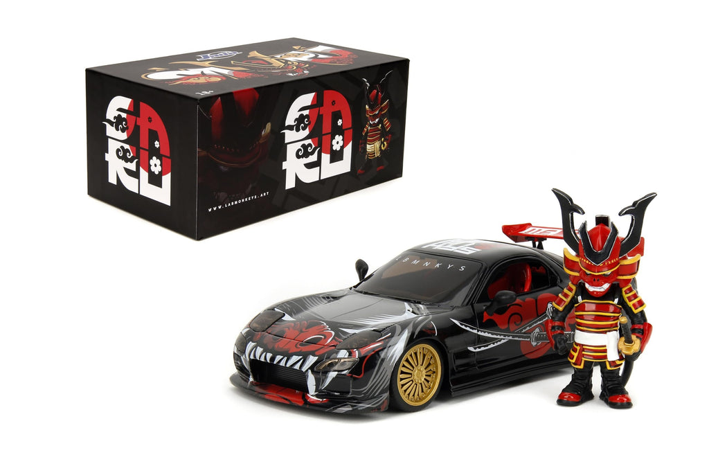 Jada Toys Lab Monkeys 1993 Mazda RX-7 with Saru Figure - 1:24 Diecast Car - Collectible Car Model - Premium Details, Limited Artist Edition - Collector Toys for Adults