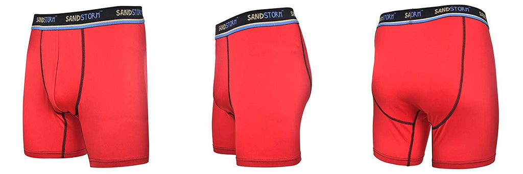 Black/Silver Heather/Polaris Sand Storm Mens Performance Boxer Briefs - 6-Pack No-Fly Tagless Breathable Underwear S-5XL Regular or Plus Size