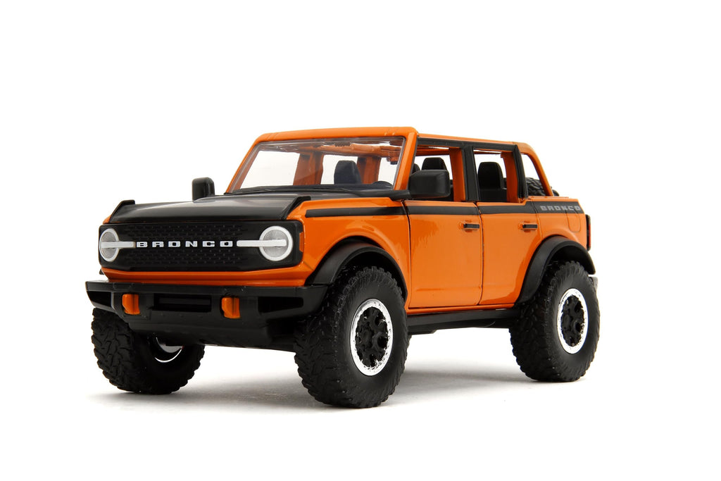Just Trucks 1:24 2021 Ford Bronco Die-Cast Car & Tire Rack, Toys for Kids and Adults(Orange)