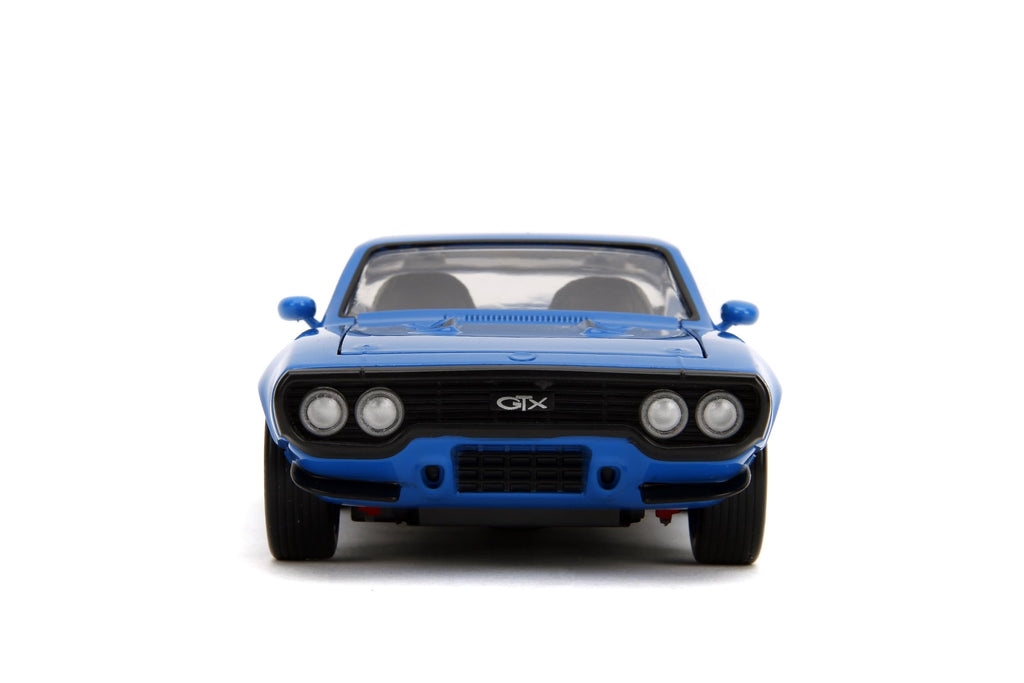 Jada Toys Bigtime Muscle 1:24 1972 Plymouth GTX – Opening Doors, Hood, Trunk, Rubber Tires(Glossy Blue)