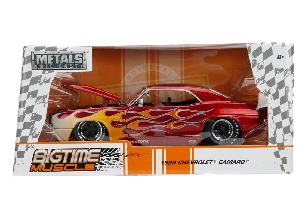 Big Time Muscle 1:24 1969 Chevy Camaro Die-Cast Car, Toys for Kids and Adults(Candy Red)