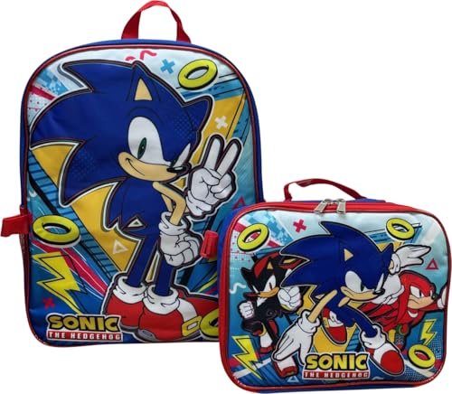 Ruz Sonic The Hedgehog 16 Inch Backpack With Detachable Matching Lunch Box (Sonic II)