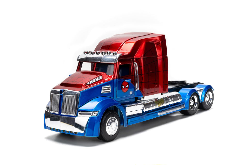 Jada Western Star 57X Truck Tractor Spider-Man Blue and Red Metallic Hollywood Rides Series 1/24 Diecast Model
