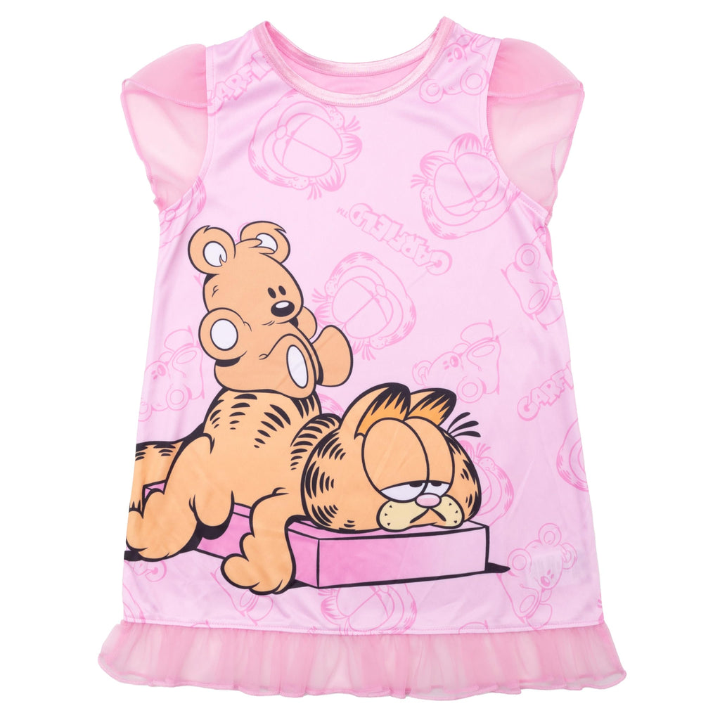 Garfield Girls' Nightgown, Soft & Cute Pajamas for Kids, SLEEPY GARFIELD, 4T